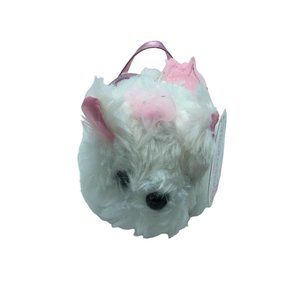Tiny Treasures Puppy Dog Plush Purse NWT Zip Opening Stuffed Toy Handles 4.5"x8"